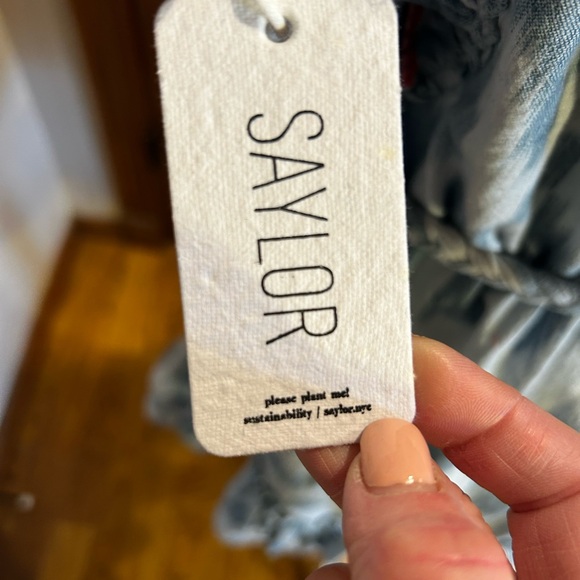 Anthropologie Saylor Blue Boho 100% Cotton Mini Dress NWT - Picture 13 of 15